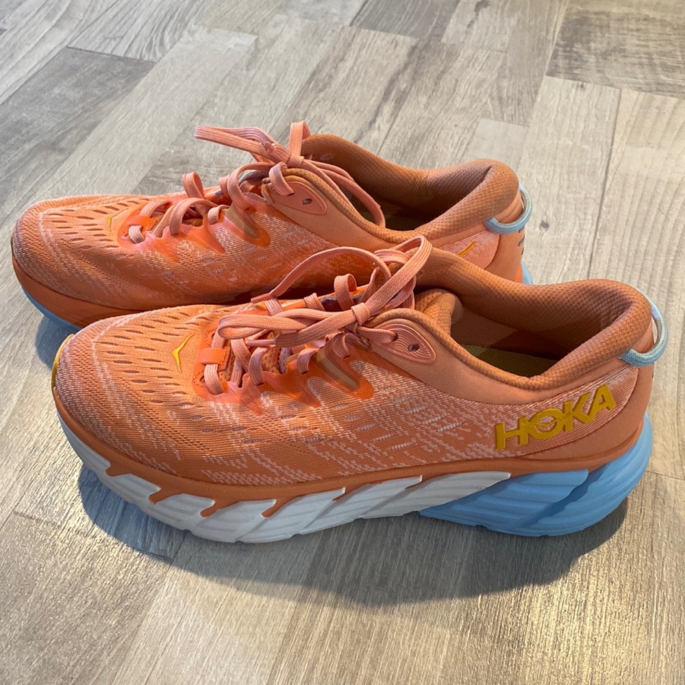 Hoka One One Women's Orange & Light Blue Sneakers
